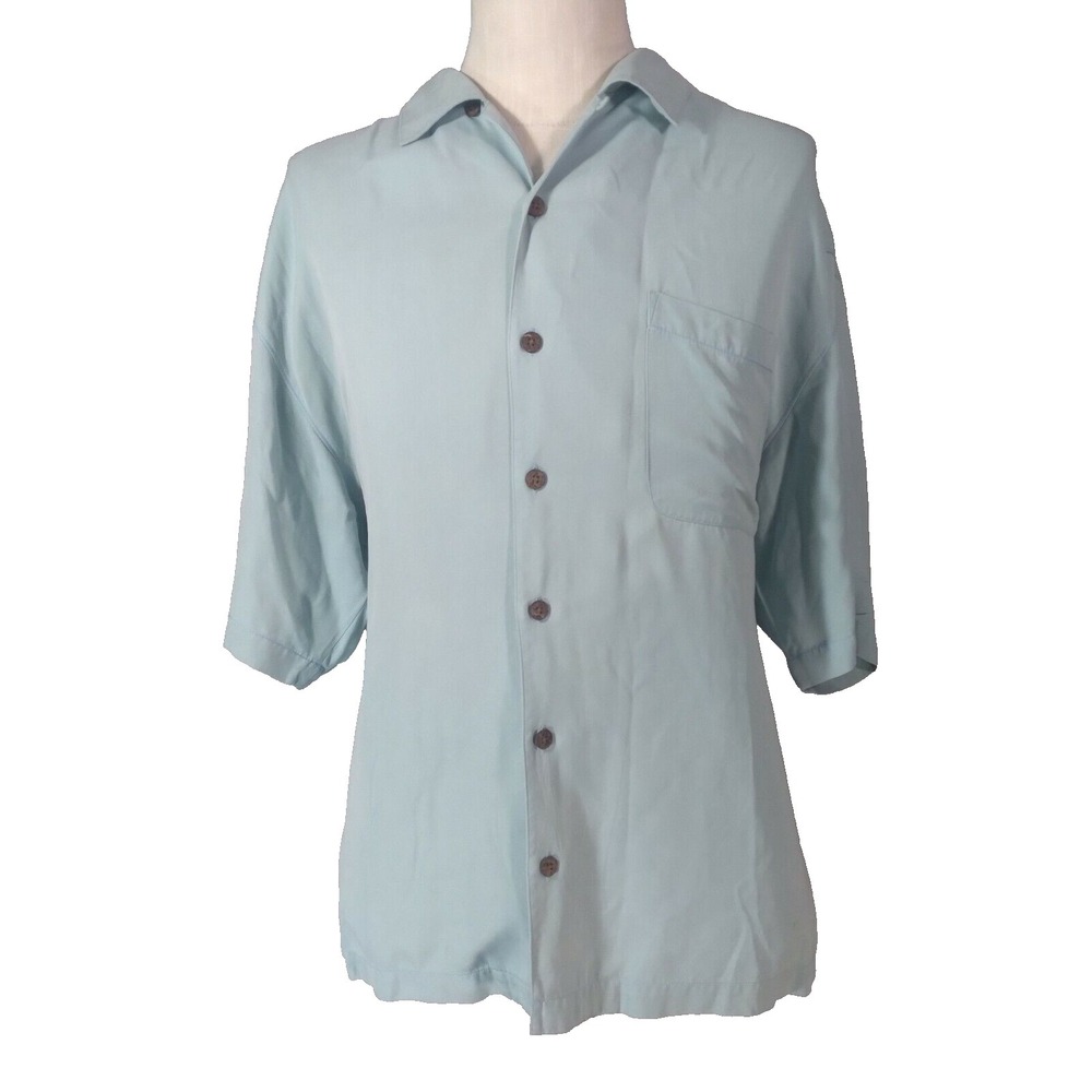 Tommy Bahama shirt men's XL extra large blue silk Camp Lounge Aloha Hawaiian‎